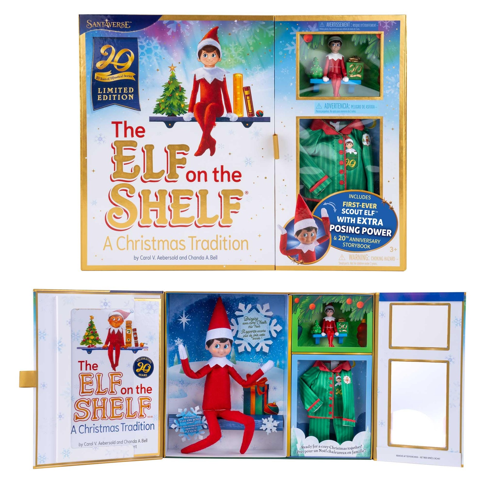 The Elf on the Shelf Set Edizione Limitata Poseable Boy Scout Elfo Occhi Blu