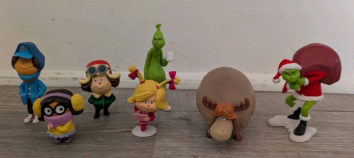 Dr Seuss How The Grinch Stole Christmas PVC Figure Cake Topper Lotto di 7 con Fred