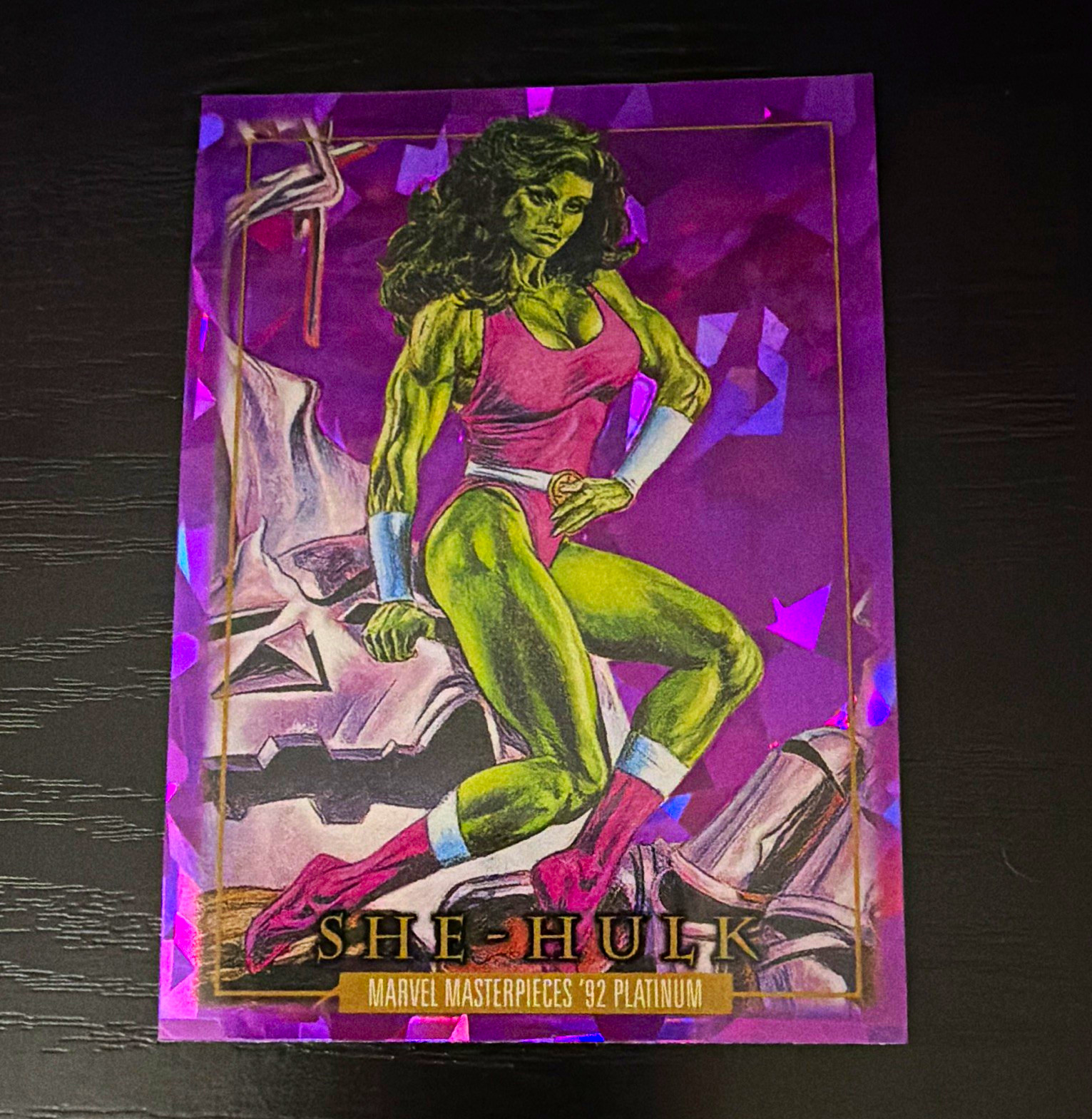 SkyBox 1992 Marvel Masterpieces '92 Platino She-Hulk #82 Cristalli Viola