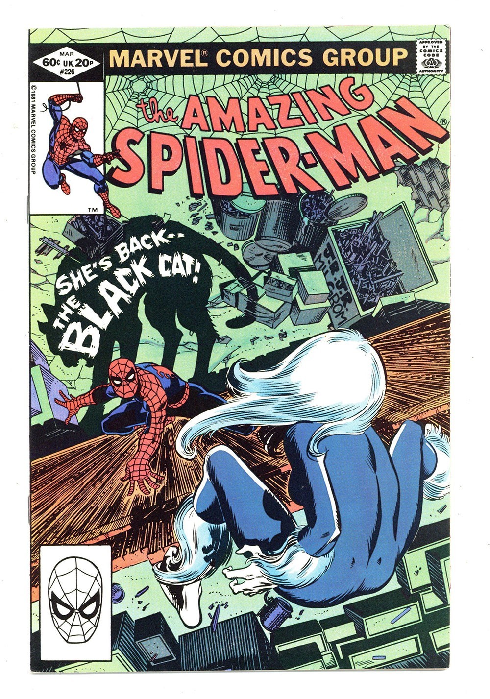 AMAZING SPIDER-MAN #226 9.2 HIGH GRADE BLACK CAT APPARITION OW/W PGS 1982