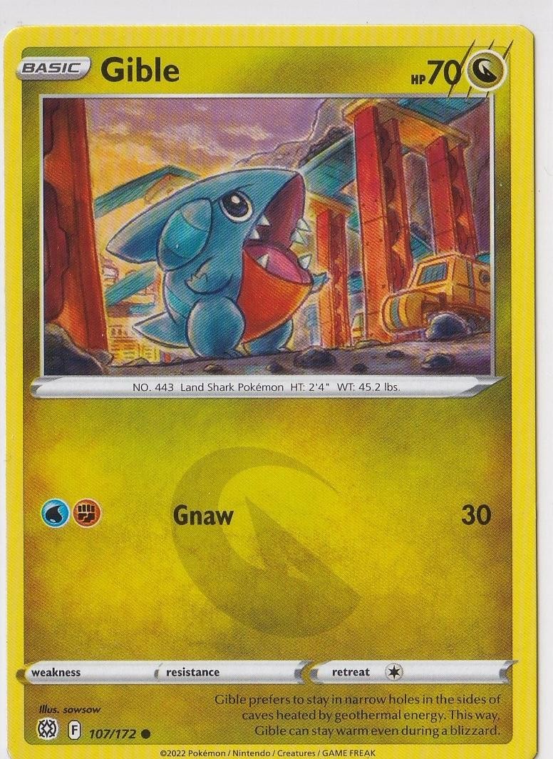 Pokemon Gible 107/172 C stelle brillanti quasi nuovo