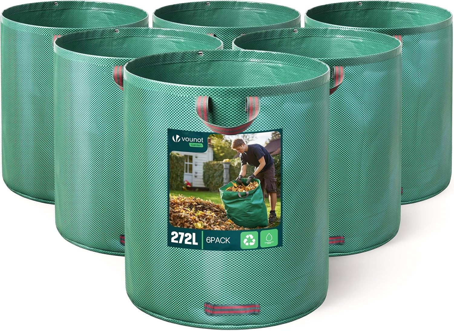Sacchi di foglie VOUNOT XXL 272 L, 6 pezzi. Robusto, pieghevole, con...