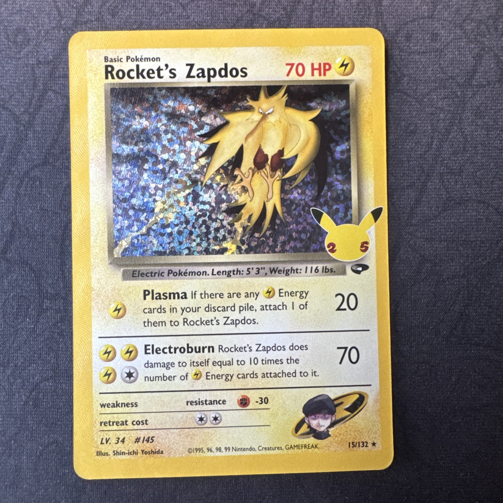 Rocket's Zapdos 15/132 Celebrazioni: Collezione Classica Holo Pokemon MJ