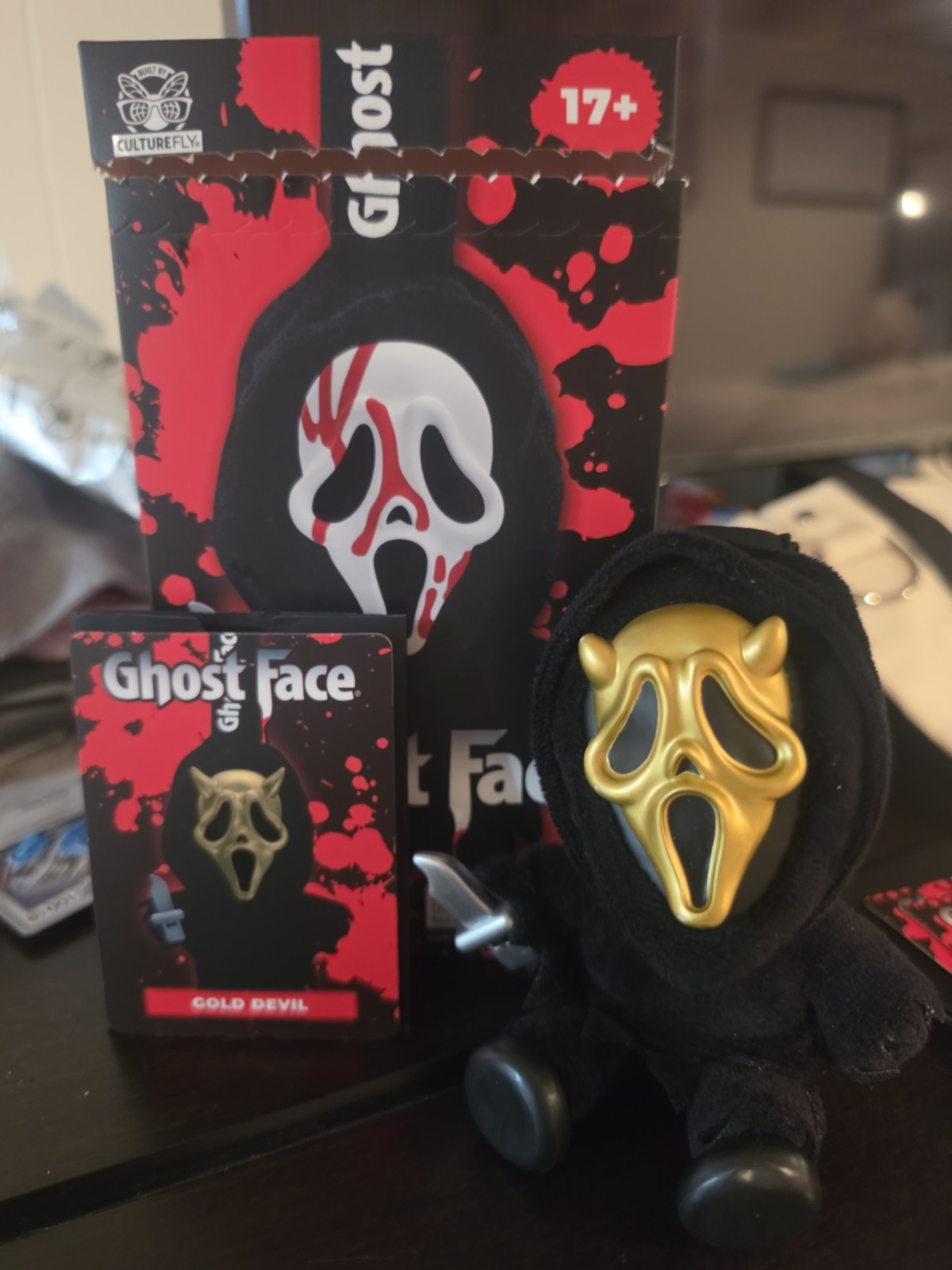 CultureFly Ghost Face Mystery Vinile Peluche Borsa Clip! ESAURITO! Diavolo d'oro 1/27 