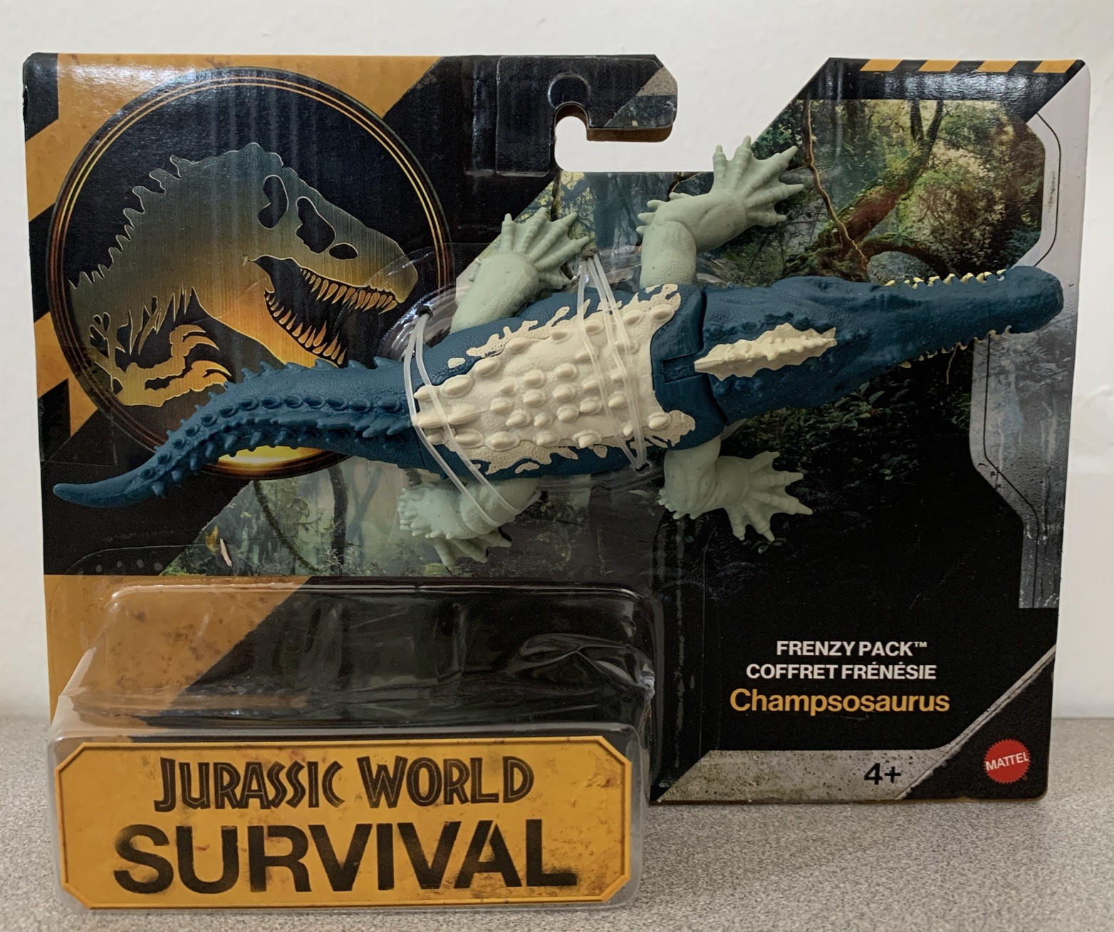 JURASSIC WORLD SURVIVAL FRENZY PACK CHAMPSOSAURUS   ACTION FIGURE MATTEL NEW
