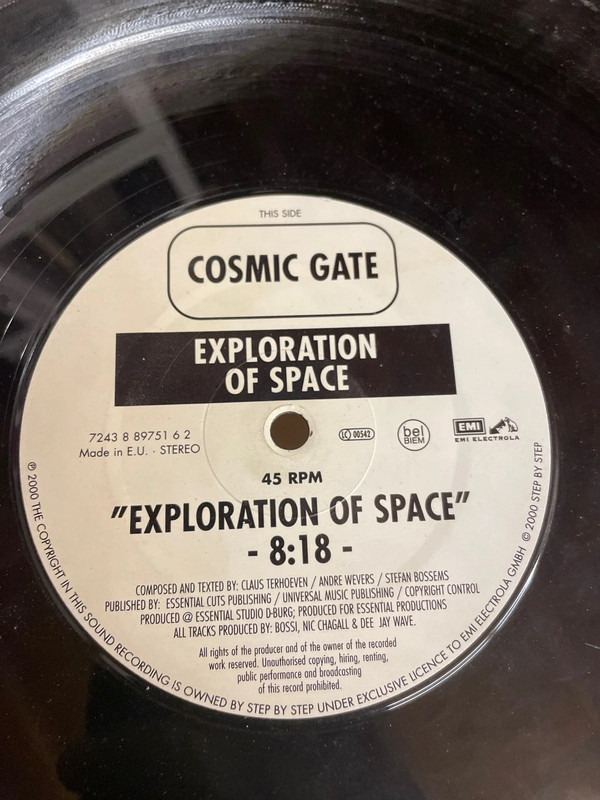 12" Hard Trance - Cosmic Gate – Exploration Of Space / Melt To The Ocean