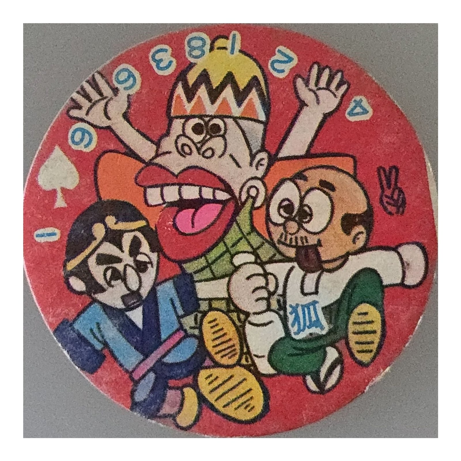 Showa Epoca Folklore Giapponese Kitsune Gioco Card Rotondo Menko Janken Originale