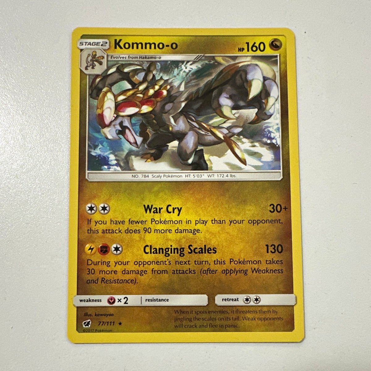 Pokemon TCG Kommo-o 77/111 Crimson Invasion Raro Holo Inglese 2017