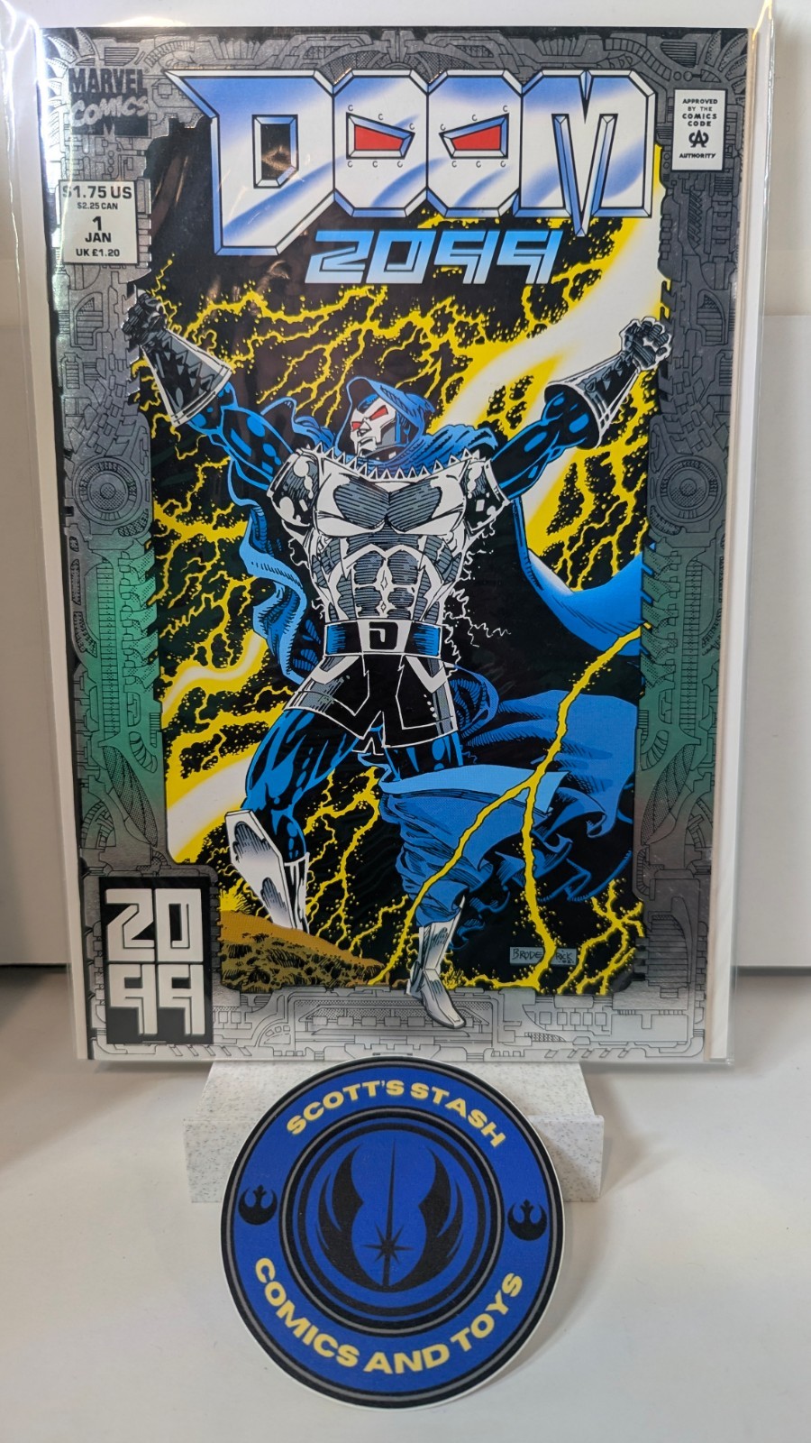 Doom 2099 #1 (1993) copertina in rilievo con lamina Marvel quasi nuova