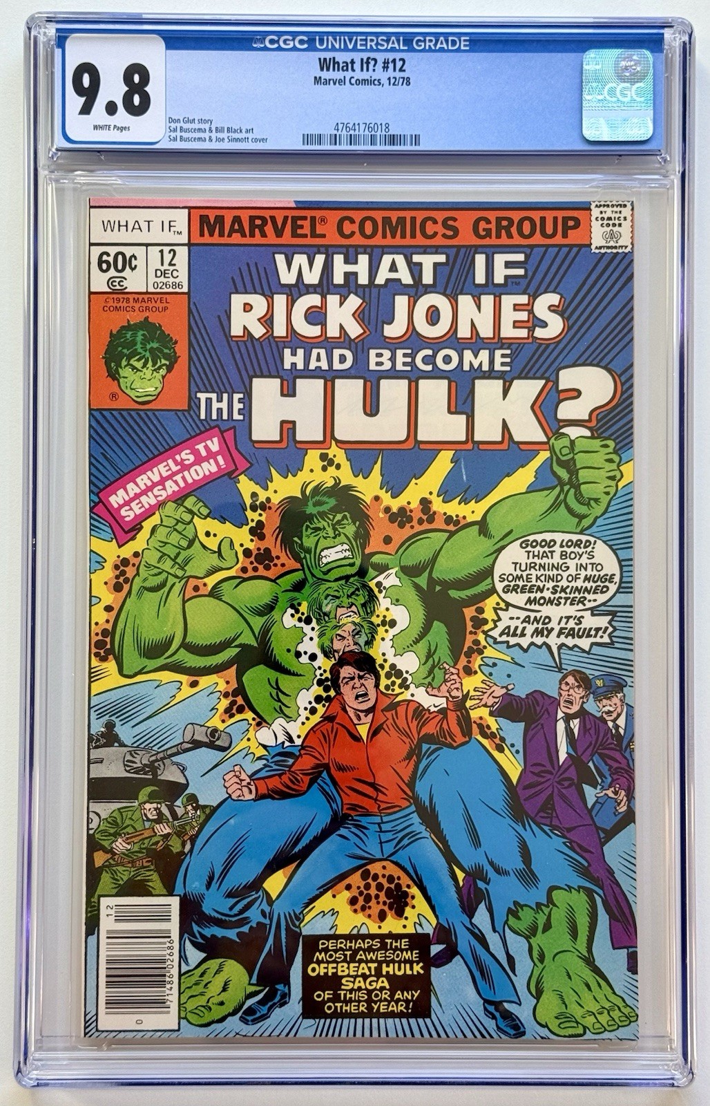 WHAT IF 12 ◉ CGC 9.8 * RICK JONES DIVENTA HULK * 1978 MARVEL * CUSTODIA NUOVA 👀
