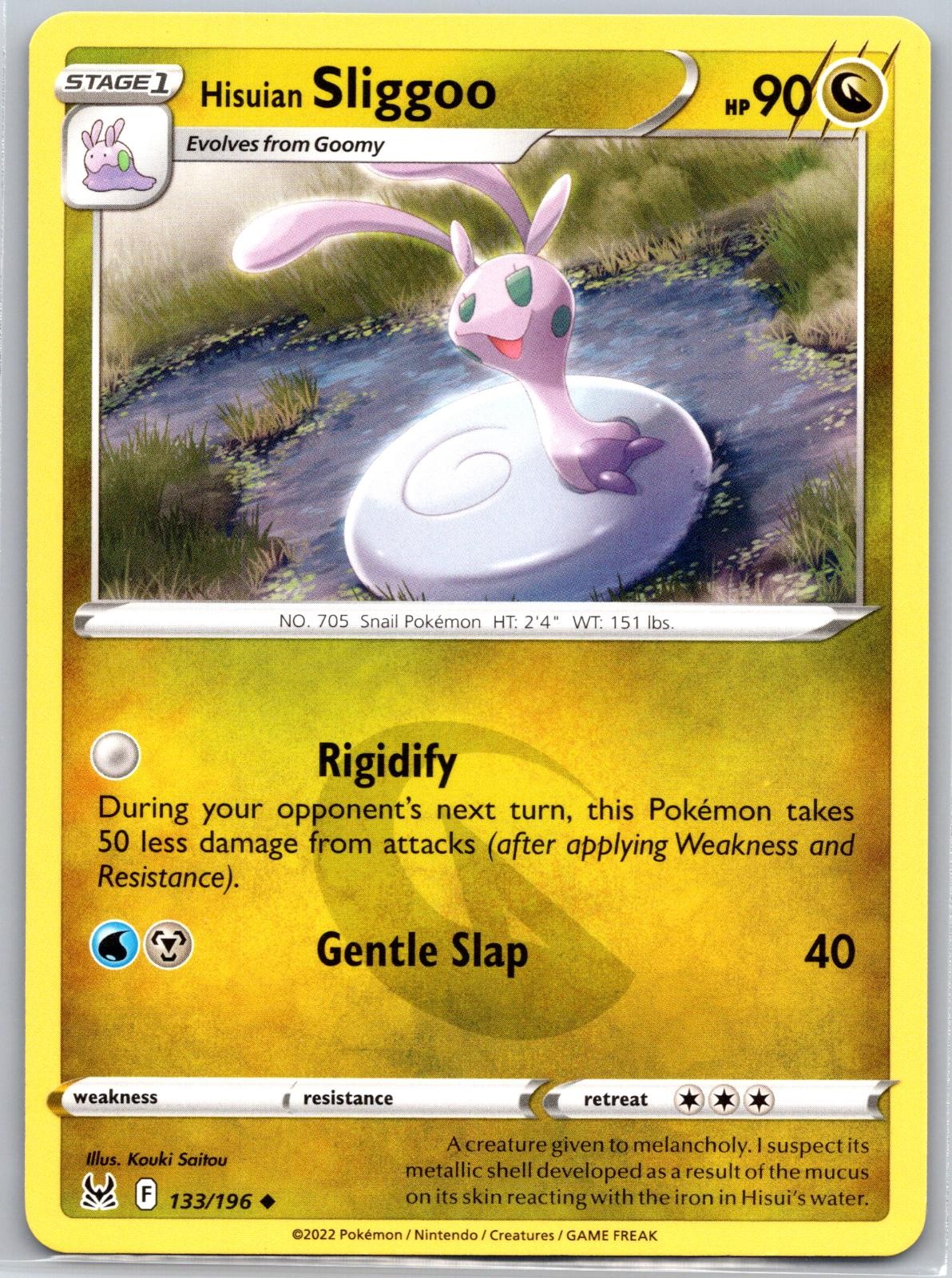 1X Pokemon Hisuian Sliggoo 133/196 non comune Origine Perduta quasi nuovo