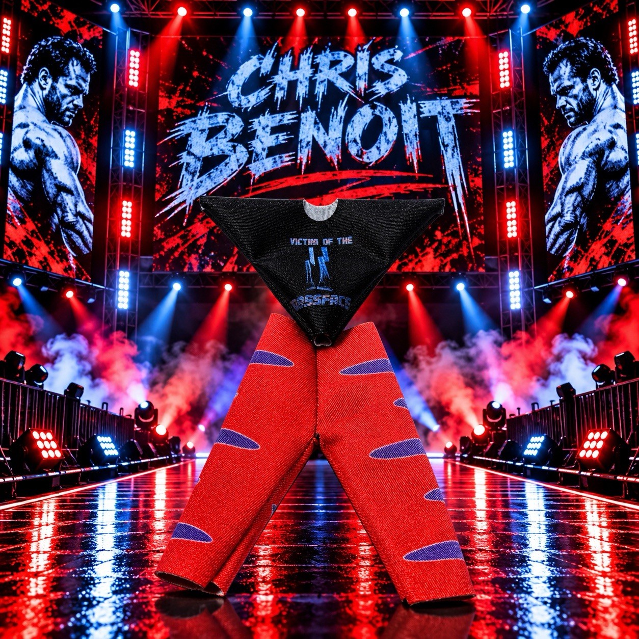Custom Chris Benoit WWE Wrestling Action Figure Shirt & Pants Gear Set Clothing