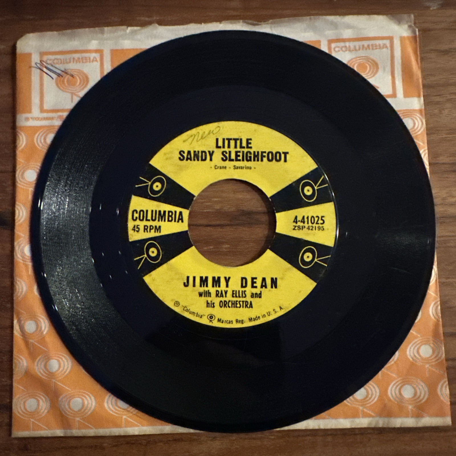 Jimmy Dean 45 Little Sandy Sleighfoot / When They Ring The Golden Bells