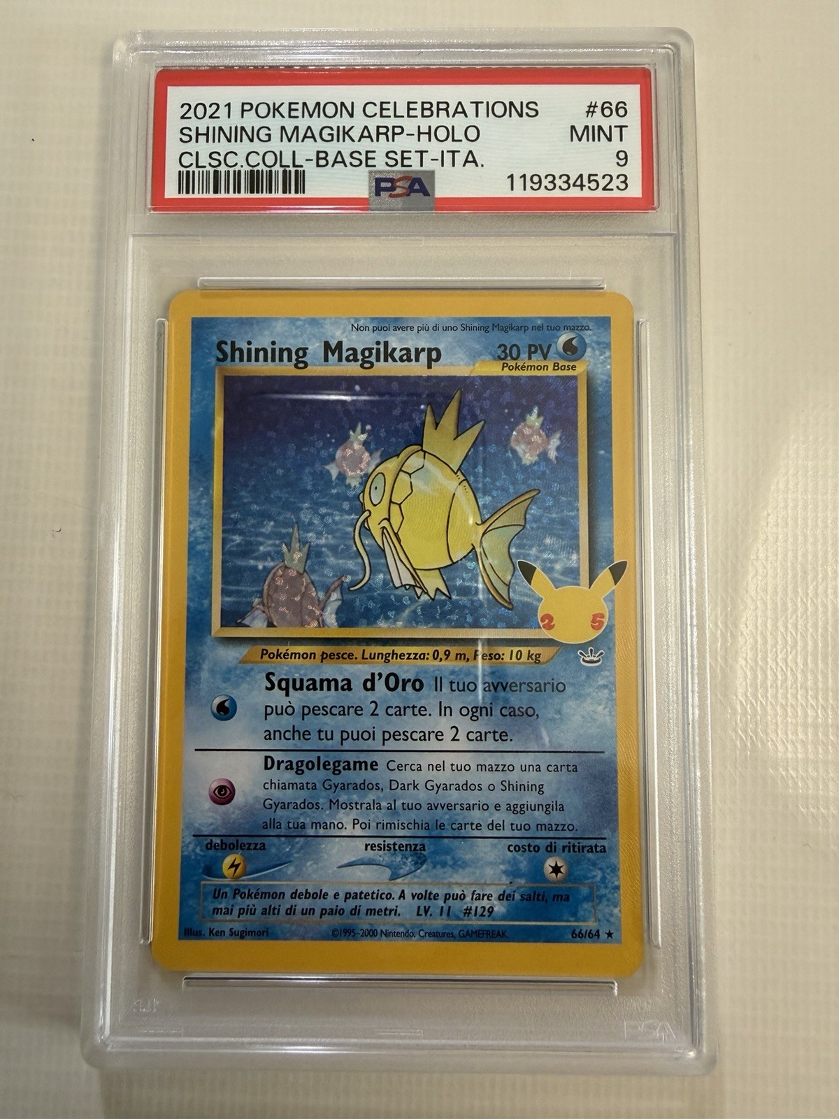 Shinigh Magikarp 66/64 25th, Italiano , PSA 9