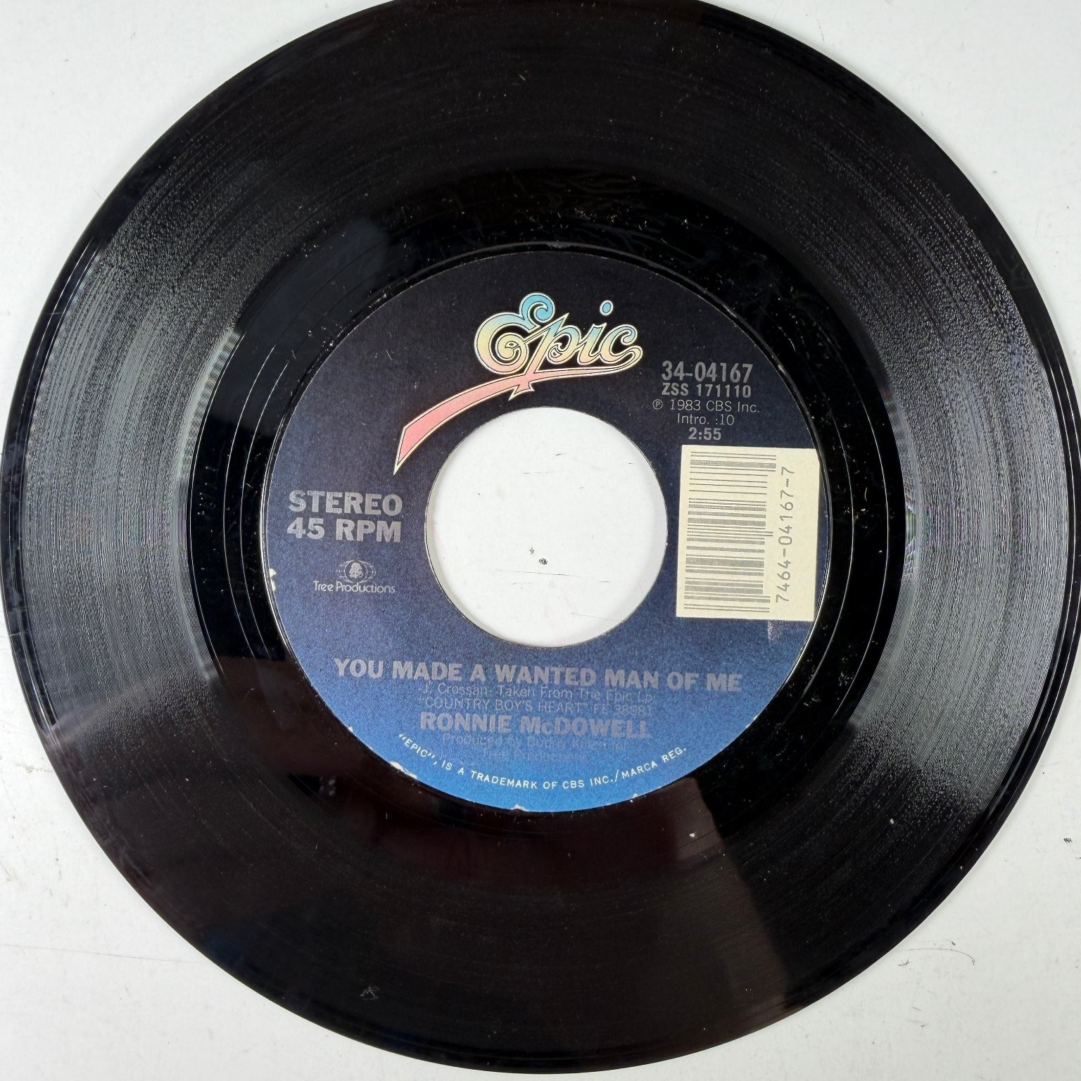 Ronnie McDowell – You Made A Wanted Man Of Me 7" Single 1983 Epic Country 45 RPM