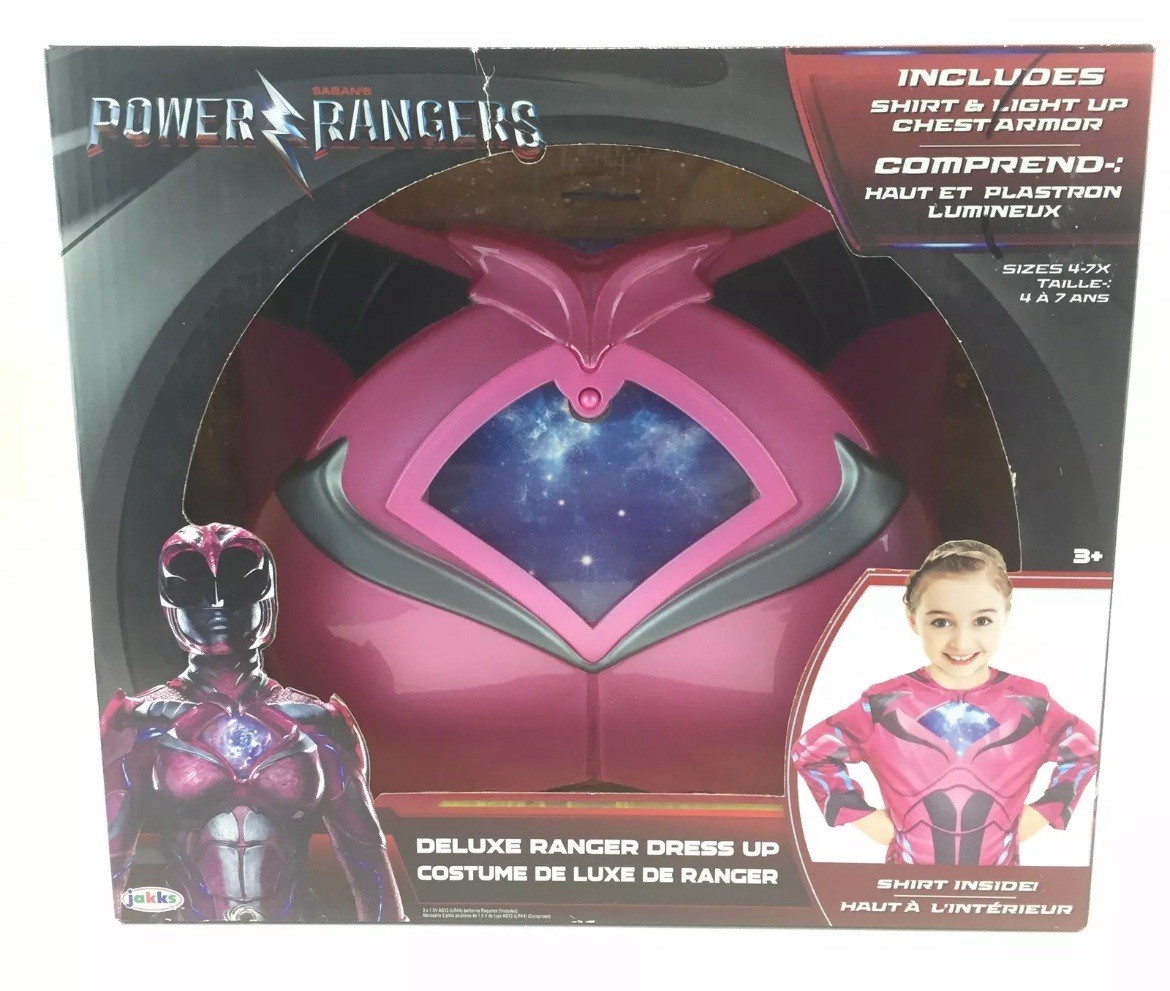 Camicia Power Rangers Deluxe Ranger Dress Up e armatura petto illuminata ROSA taglia 4-7X