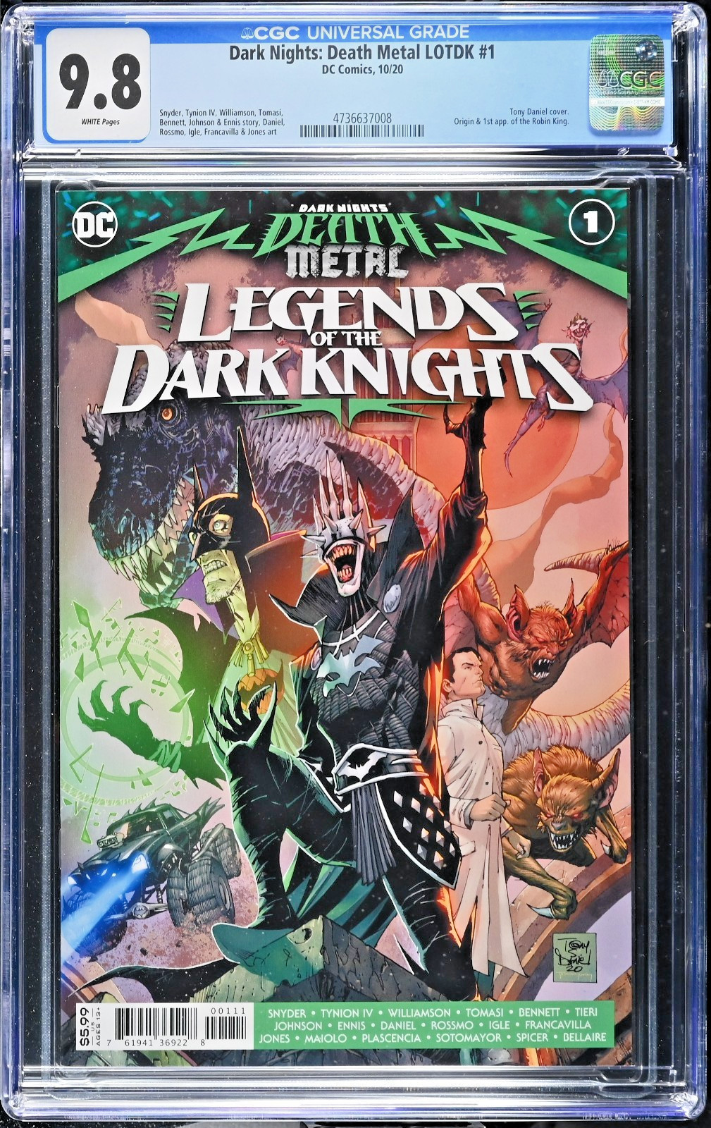 Dark Nights: Death Metal LOTDK #1 CGC 9.8 Daniel 1a App e Origine di Robin King