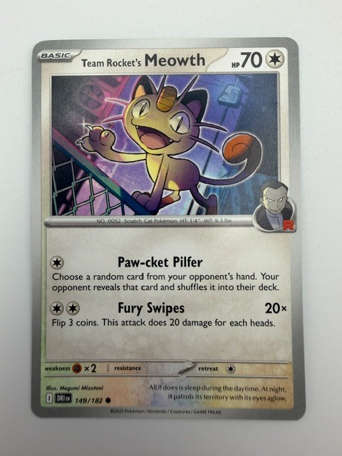 #149/182 Team Rocket's Meowth Pokémon Comune Normale Destinati Rivali Inglese NM