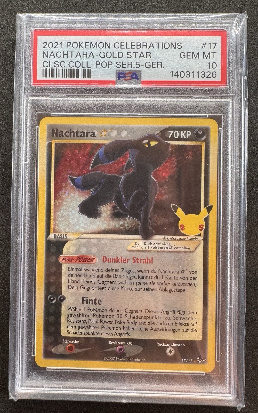 Pokémon TCG Celebrations Nachtara Gold Star 17/17 Holo PSA 10 italiano
