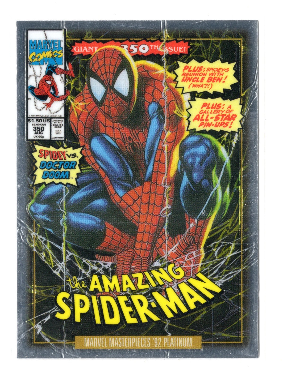 2024 Marvel Masterpieces '92 Copertine Variante Platino SP #87-V Spider-Man