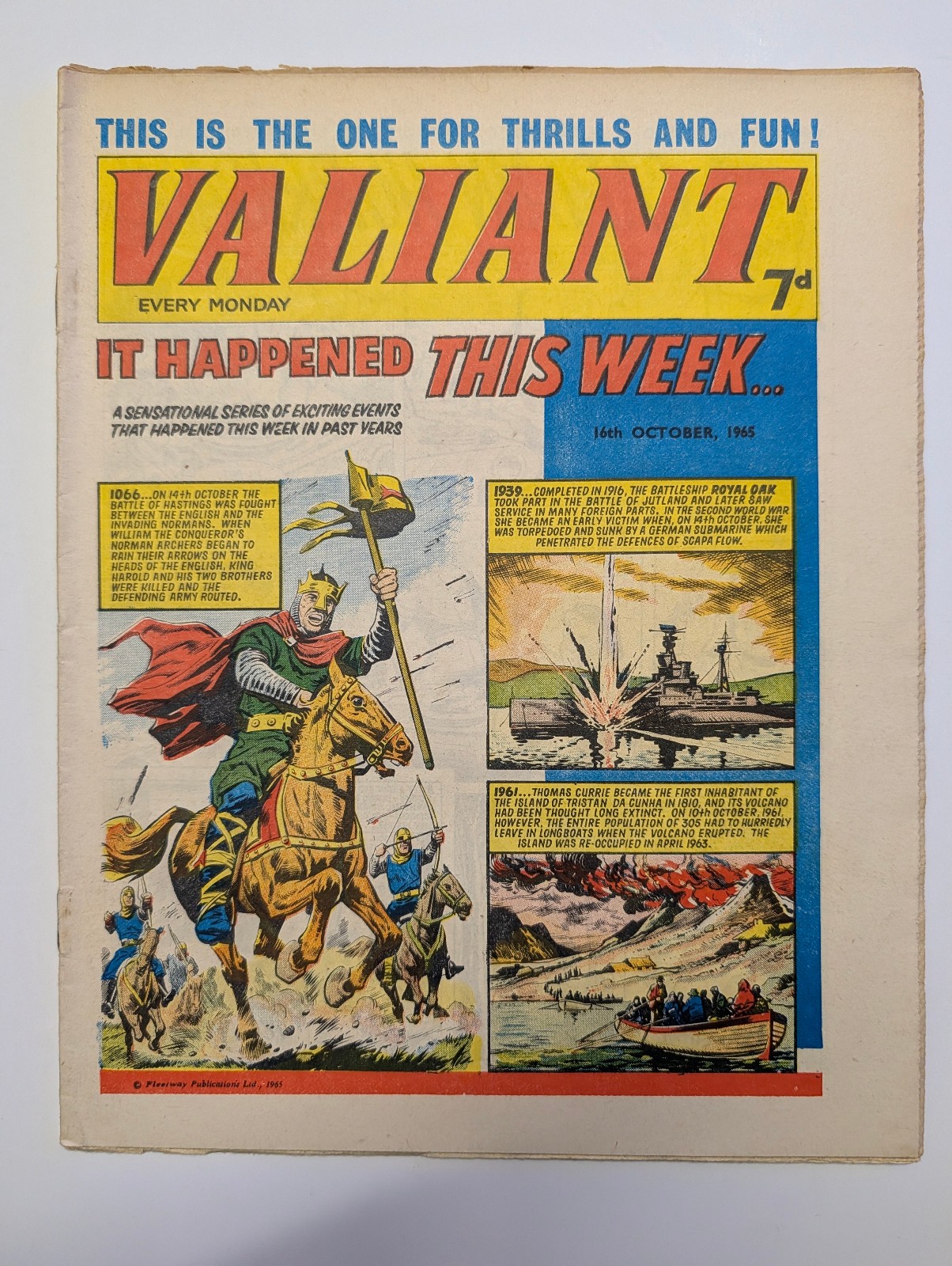 Valiant Comic 16th October 1965, Fleetway Publications.