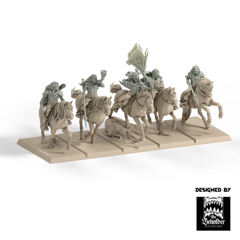 5 Jinetes Elfos Silvanos Beholder 32mm