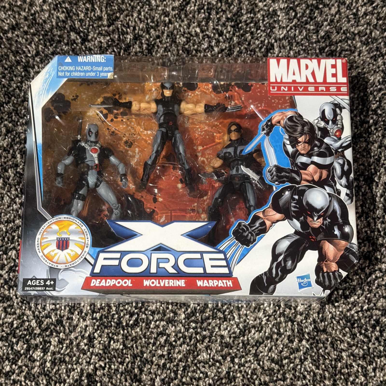 Marvel Universe X-Force Deadpool Wolverine Warpath confezione da 3 rare Hasbro sigillate