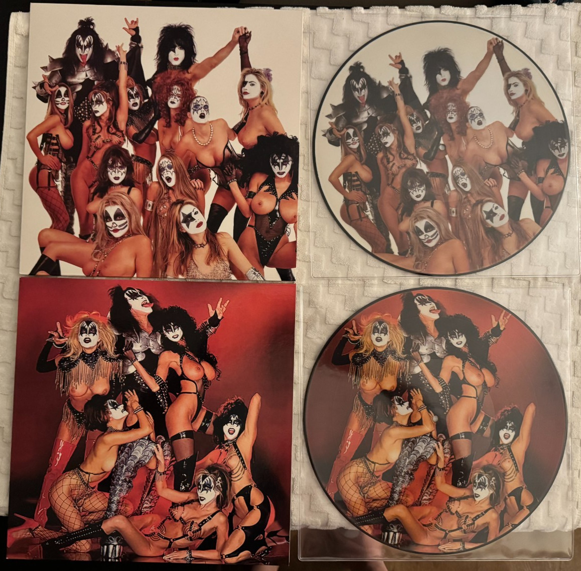 LOT OF 2 33 12" LP PICTURE DISC KISS LICK IT UP + LOVE GUN JAPAN FAN CLUB EDIT