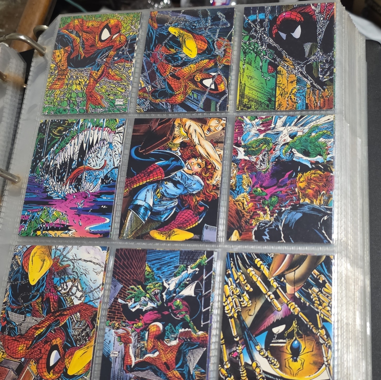 Lotto 90 carte collezionabili SkyBox 1993 Spider-Man McFarlane epoca checklist