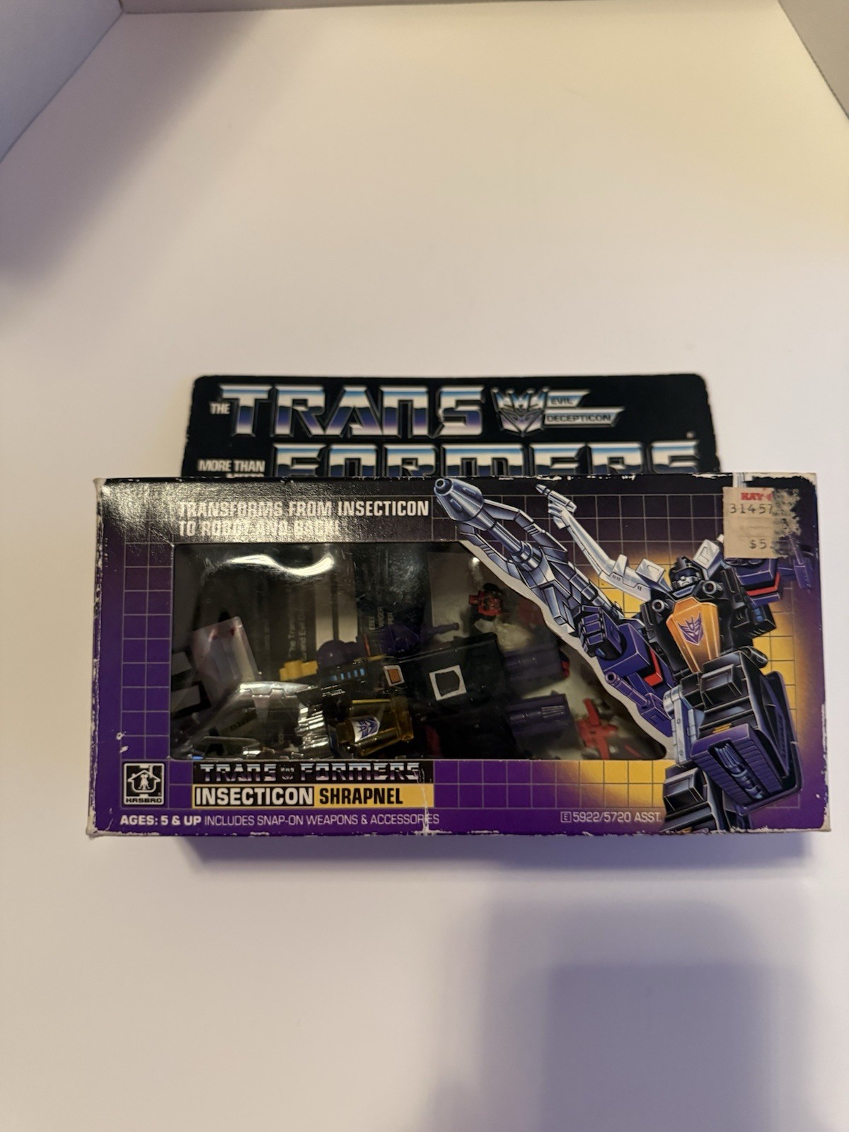 Figurina Insecticon G1 Transformers Shrapnel 1985 vintage quasi completa con scatola
