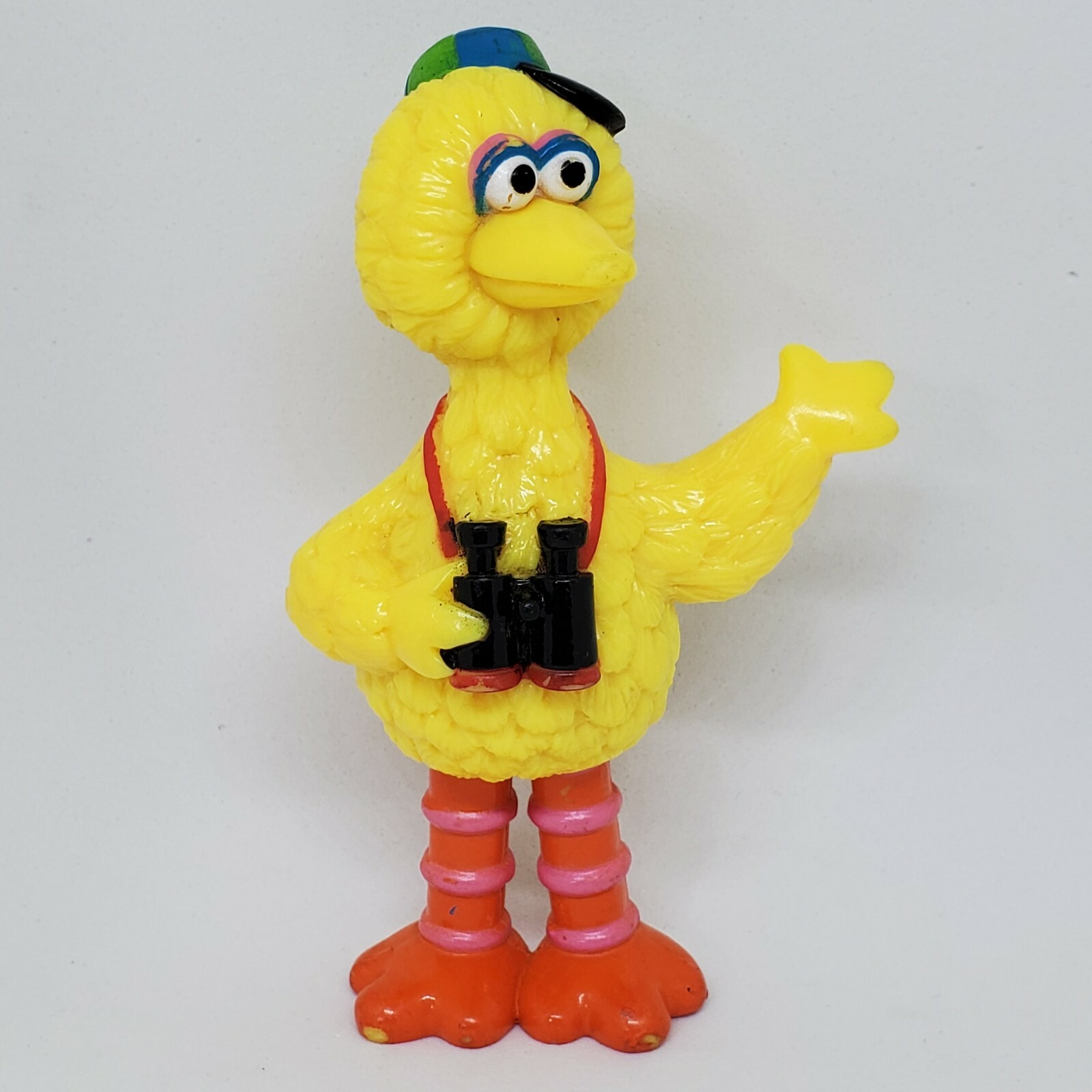 Vintage Big Bird con binocolo PVC Figura Sesame Street JHP Muppets Cappello Watching