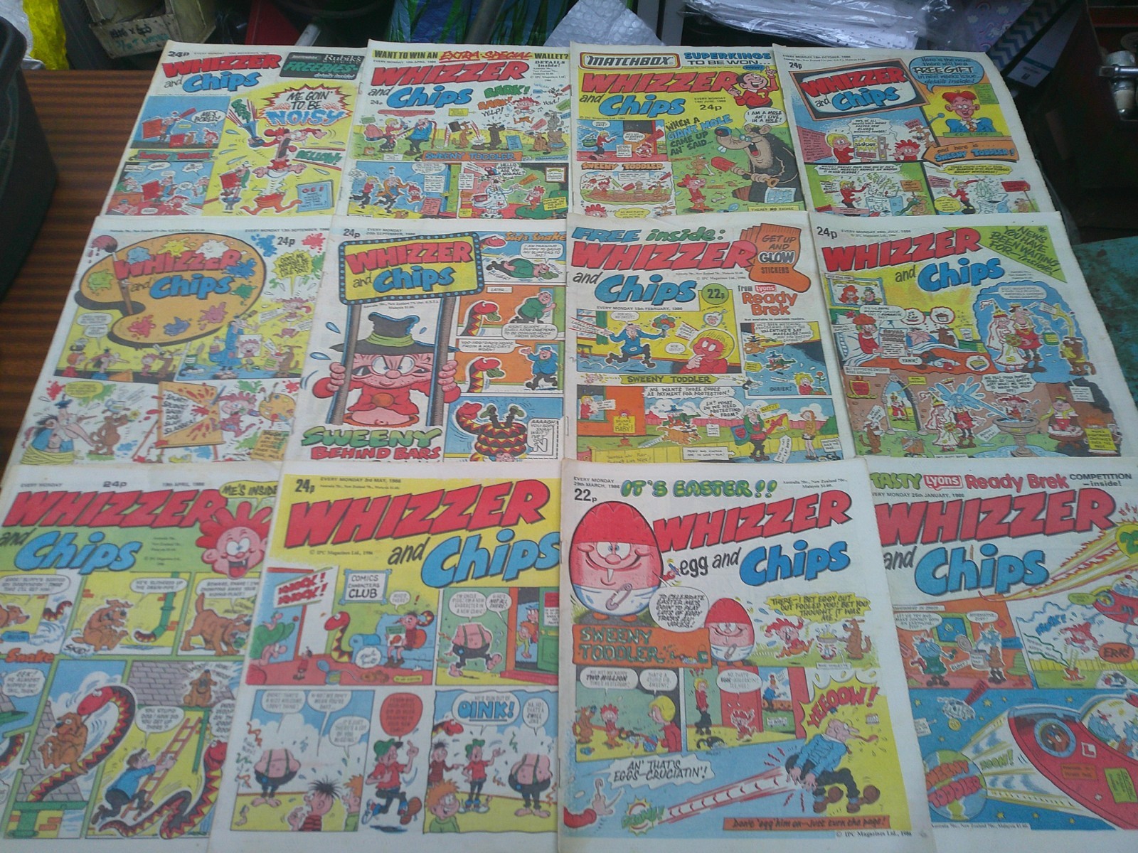 Job Lot 34 - Vintage Whizzer and Chips Comics - 1986/87 Issues