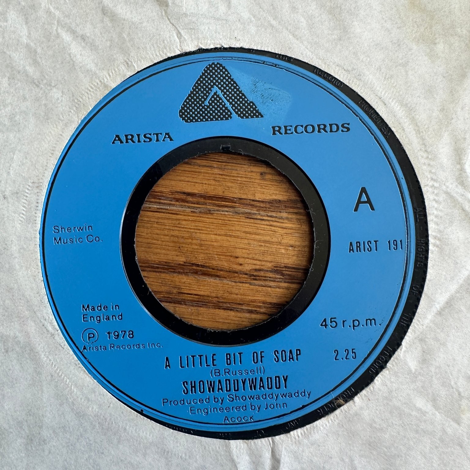 Showaddywaddy - A Little Bit of Soap 7" Single 1978 Arista Rock Pop 45 RPM