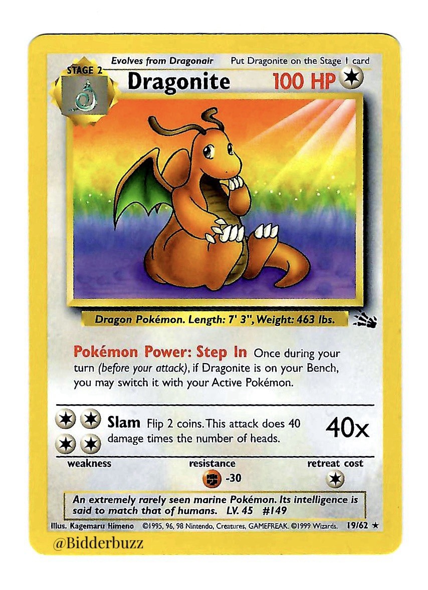 Dragonite 19/62 Fossil Unlimited NM/LP +