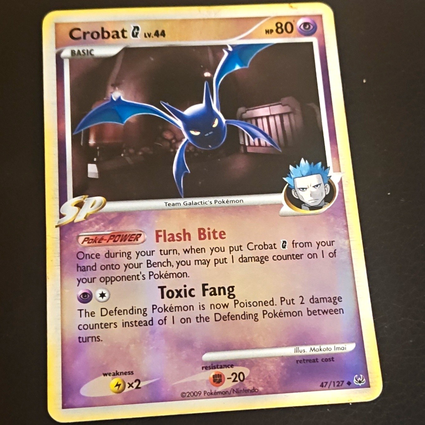 Nintendo Pokemon TCG Crobat G SP 47/127 Platinum 2009 EN Psychic Rev Holo LP/MP