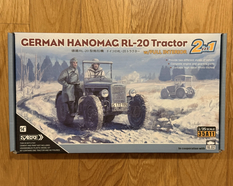 Sabre Model 35A11 - German Hanomag RL-20 Tractor w/full interior 2 in 1 1:35