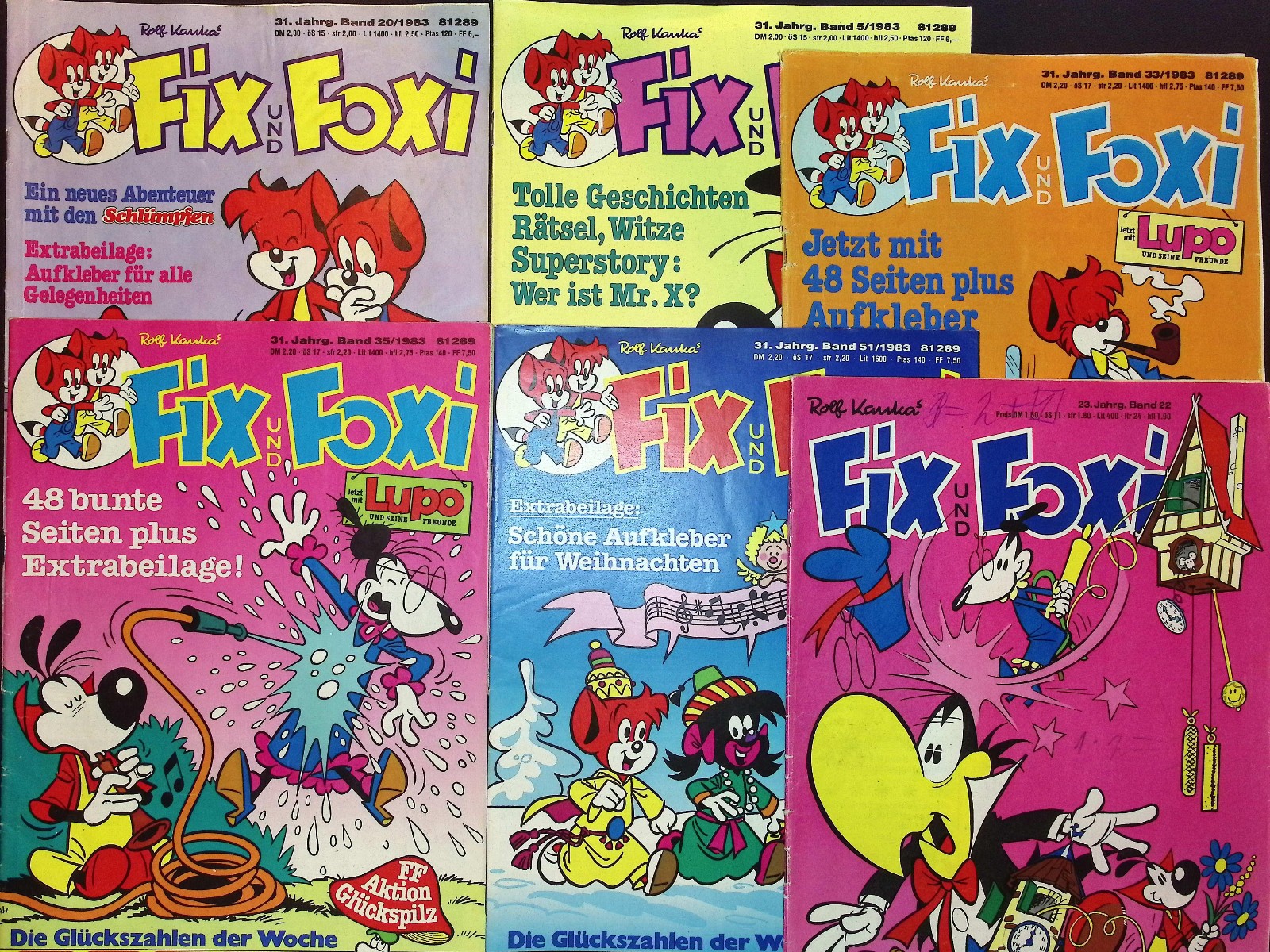 Fix und Foxi - 6 fascicoli - 1975 (# 22), 1983 (# 5,20,33,35,51) - Rolf Kauka Editore