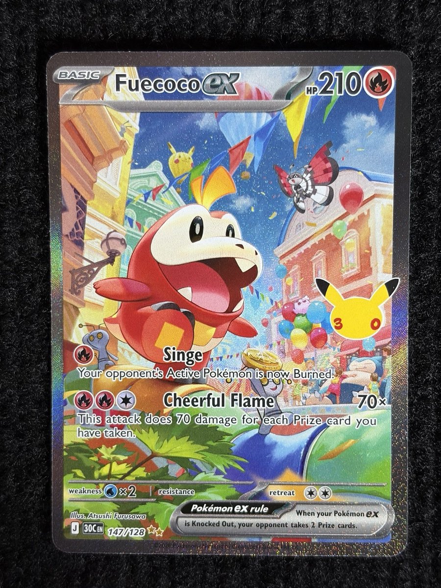 Pokemon 30th Anniversary 147/128 Fuecoco EX Full Art Ultra Rare Holo Card TCG NM
