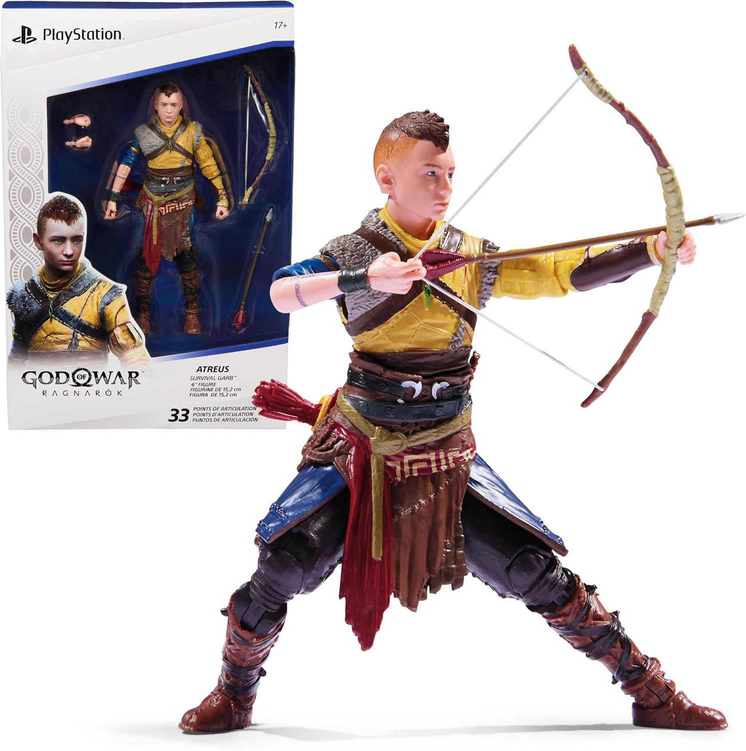 Playstation God of War Ragnarok, Modellino Atreus 6" con 4 accessori, il