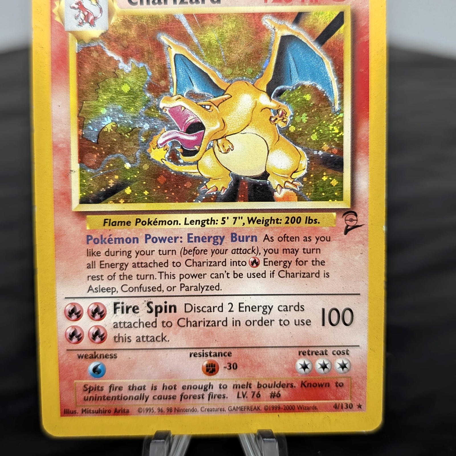 Pokémon Charizard 4/130 Set Base 2 Holo Rara WotC 2000 Carta Vintage MP ✨