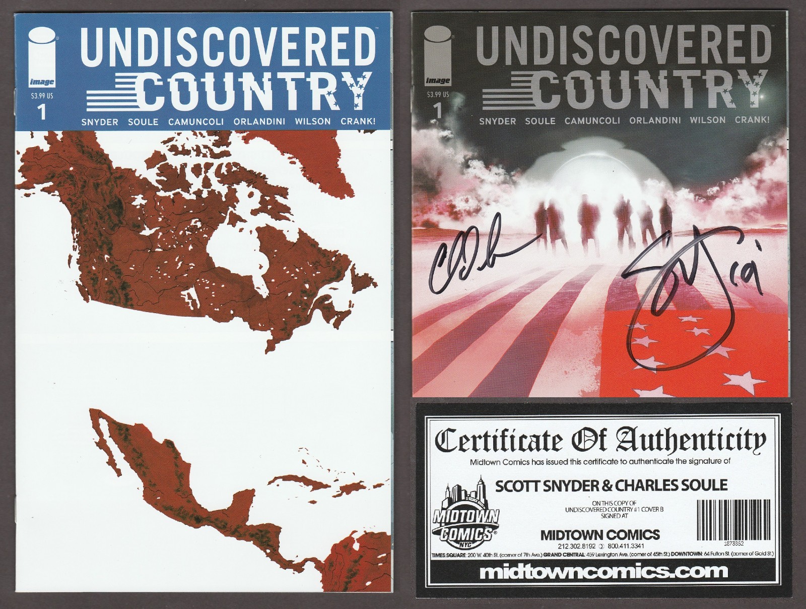 UNDISCOVERED COUNTRY #1 (x2) #1B-Firmato con COA / 2 numeri di alta qualità (9.4, 9.8)