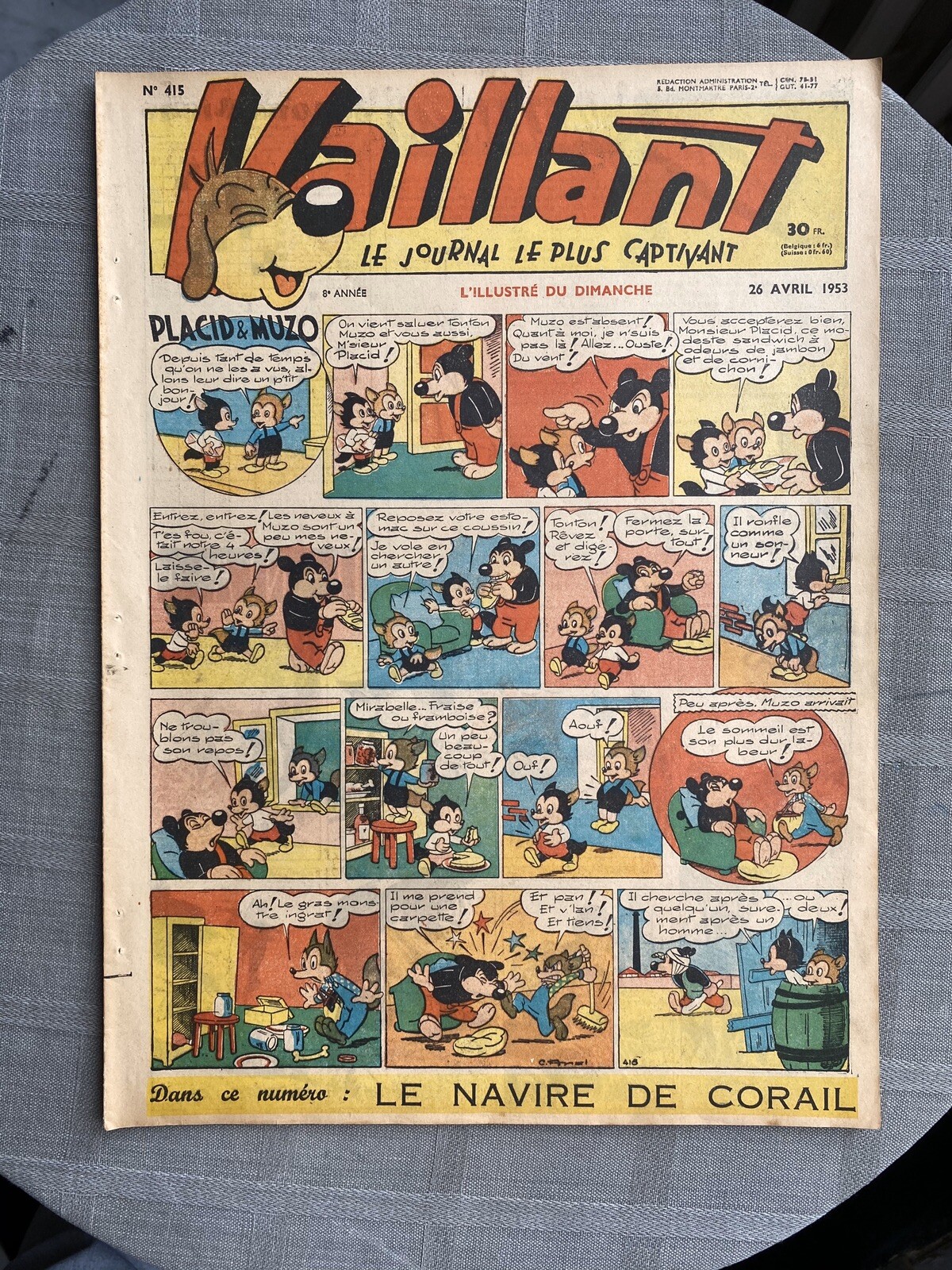 Vaillant Il Giornale Più Avvincente N°415 1953 Pif Il Cane Buone Condizioni