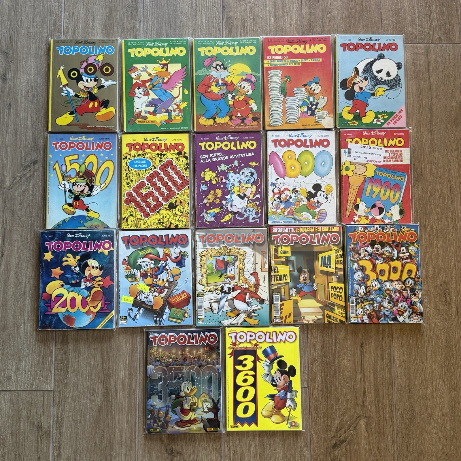 Lotto 17 fumetti topolino rari serie centinaia 1000-1500-2000-3000-3500 