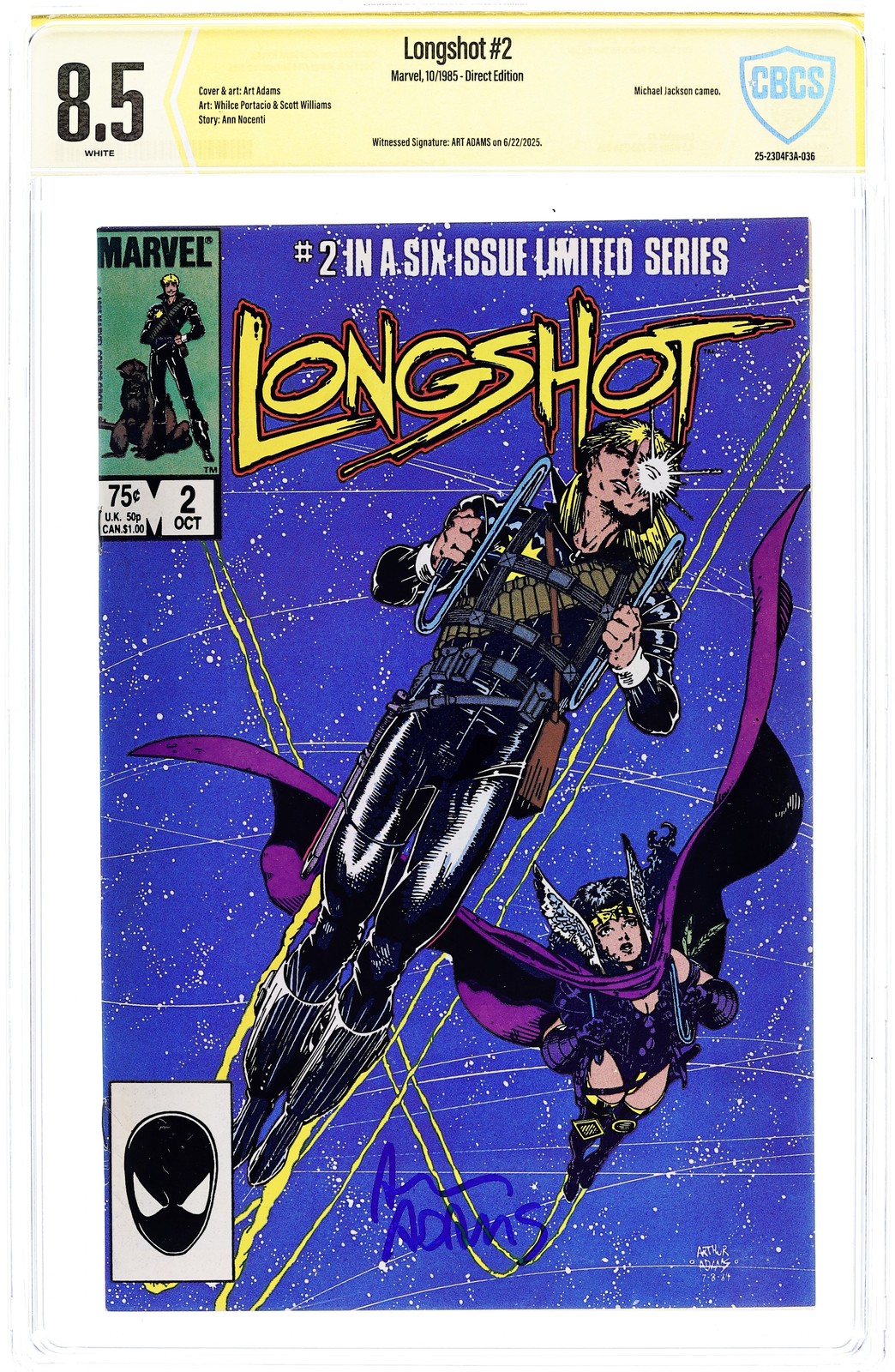 Longshot #2 CBCS 8.5 Witnessed Sig Adams 1985 25-23D4F3A-036