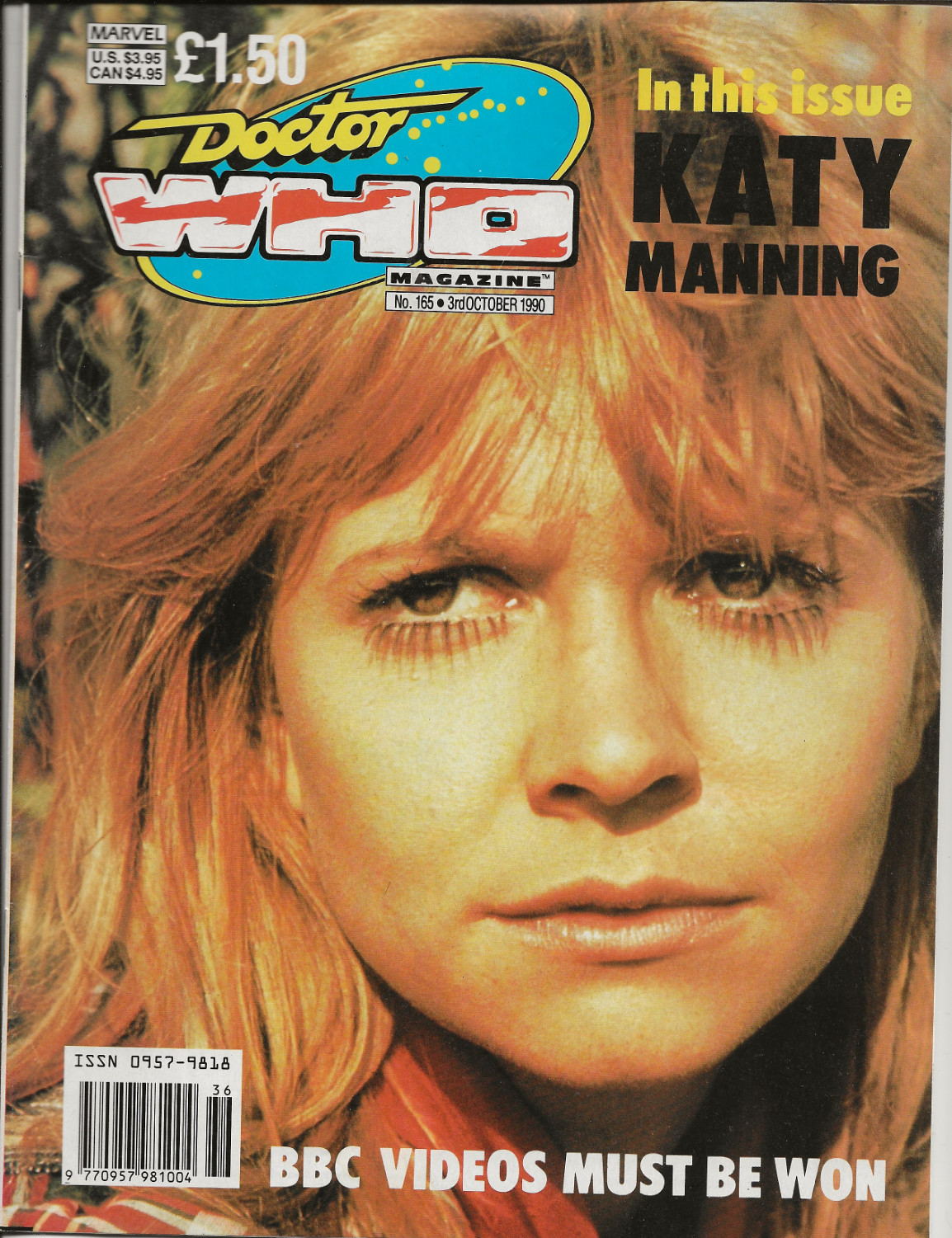 Doctor Who Magazine Issue 165  -  October  1990  Katy Manning on cover
