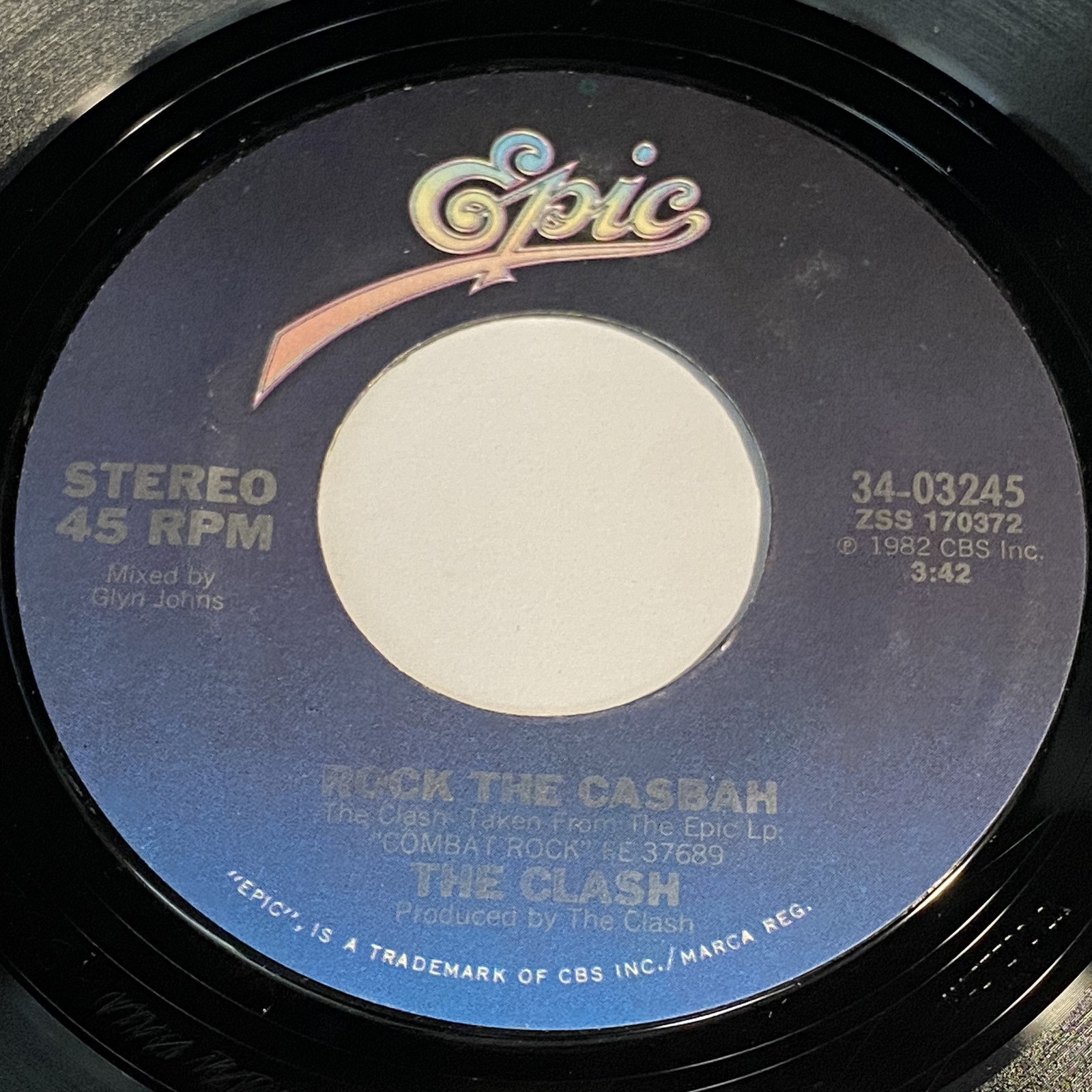 The Clash: Rock The Casbah / Long Time Jerk 45 - Epic - Rock