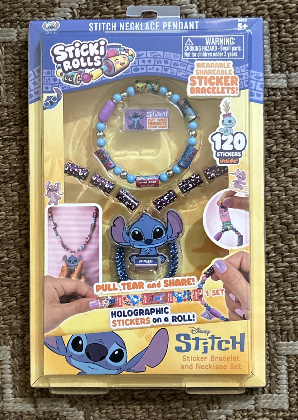 Sticki Rolls Disney Stitch Pendant & Bracelet Pack Wearable Sticker Jewelry New!