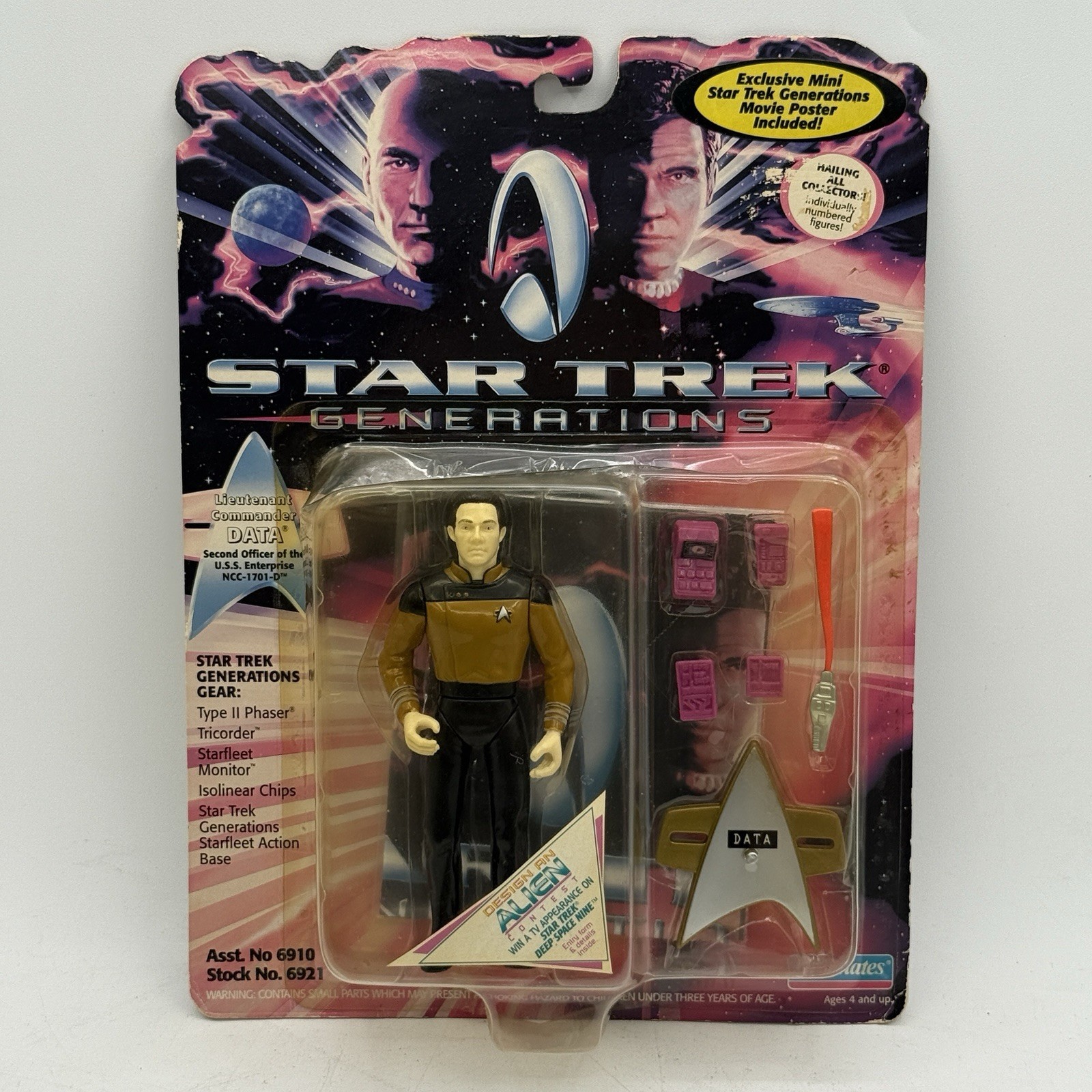 Playmates Toys Star Trek Generations Tenente Comandante Data Figure 1994 NUOVO