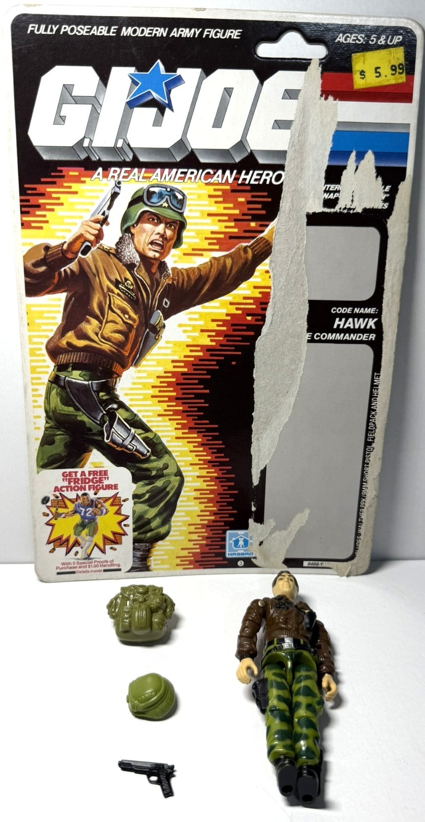1986 Hasbro GI Joe ARAH Hawk V2 100% Complete VTG Action Figure with Cardback