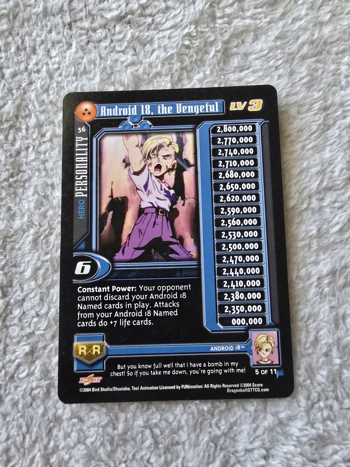 DBGT Dragon Ball GT Android 18, The Vengeful 56 CCG Unlimited Super 17 Saga HP 